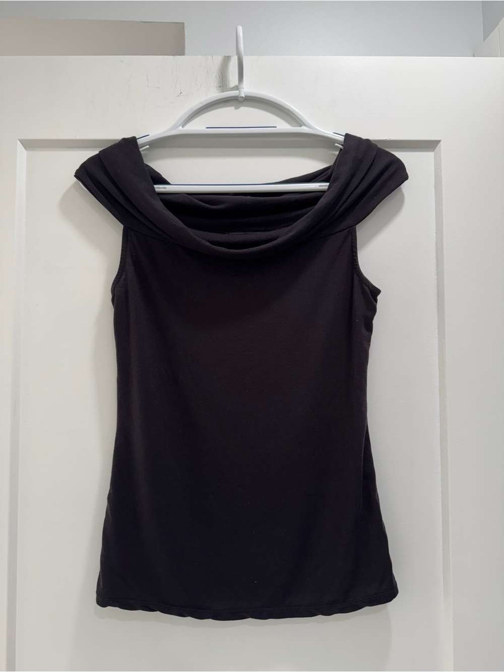 BCBGMaxAzria Black Draped Off-Shoulder Camisole. Size XS
